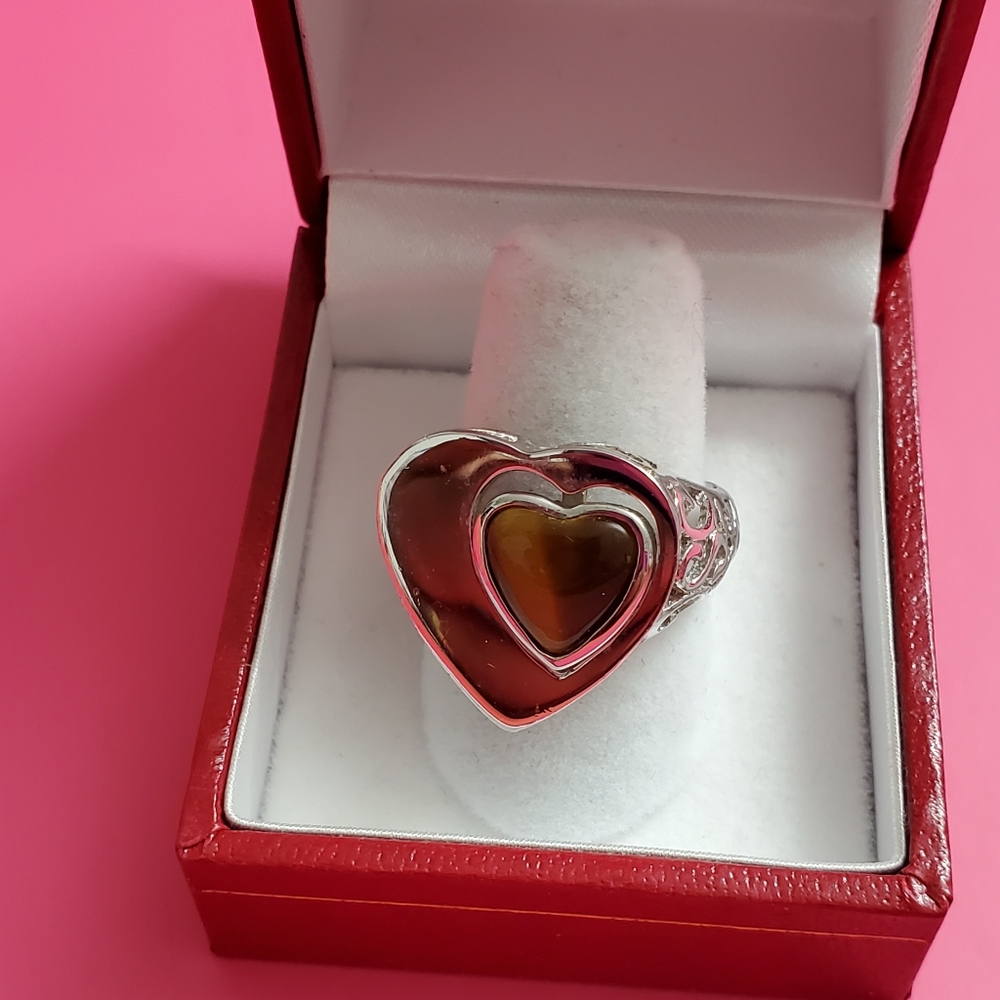Sterling Silver 925 Heart Gemstone Ring - Picture 4 of 9